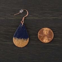 Load image into Gallery viewer, Gutsy - Navy &amp; Copper - Lightweight Teardrop Earrings
