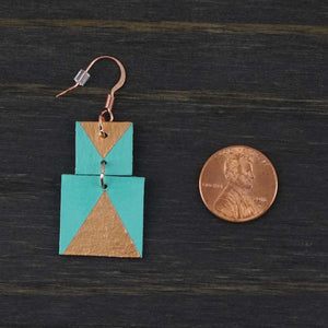 Joyful - Turquoise & Copper - Lightweight Square Earrings