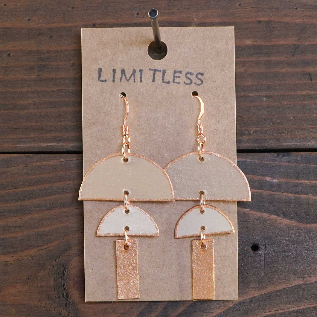Limitless - Beige & Copper - Lightweight Geometric Earrings