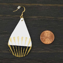 Load image into Gallery viewer, Spirited - White, Black &amp; Gold - Lightweight Teardrop Earrings
