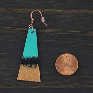 Tenacious - Turquoise, Black & Copper - Lightweight Triangle Earrings