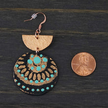 Load image into Gallery viewer, Untamed - Black, Turquoise &amp; Copper - Lightweight Geometric Earrings
