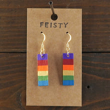 Load image into Gallery viewer, Feisty - Rainbow &amp; Gold - Lightweight Rectangle Earrings
