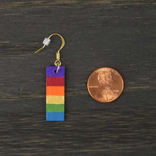 Load image into Gallery viewer, Feisty - Rainbow &amp; Gold - Lightweight Rectangle Earrings
