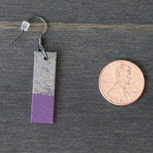 Load image into Gallery viewer, Feisty - Purple &amp; Pewter - Lightweight Rectangle Earrings

