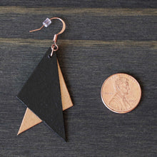 Load image into Gallery viewer, Intrepid - Black &amp; Copper - Lightweight Triangle Earrings
